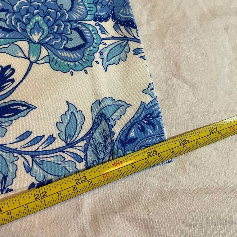 Boston Proper Pants Women's 12 Blue Paisley Floral Print‎ Stretch Cropped Chic